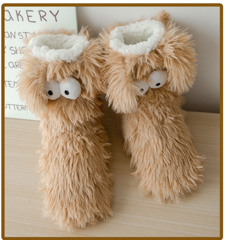 Womens Winter Cartoon Slipper Socks with Big Eyes Non-slip Floor Socks